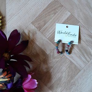 NWT World Finds Kantha Petite Arc Bead Earrings